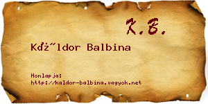 Káldor Balbina névjegykártya